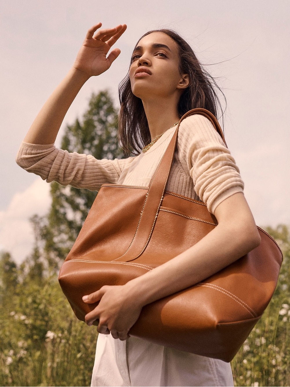 J. Crew Medium Montauk Leather Tote Bag in Rich Oak - Picture 7 of 16
